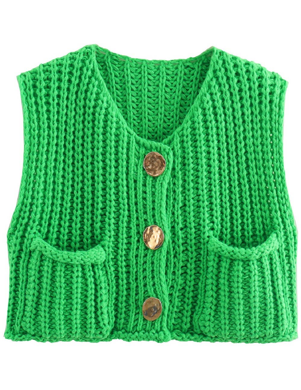 Maty Solid Color Crew Neck Crop Sweater Vest SKT621
