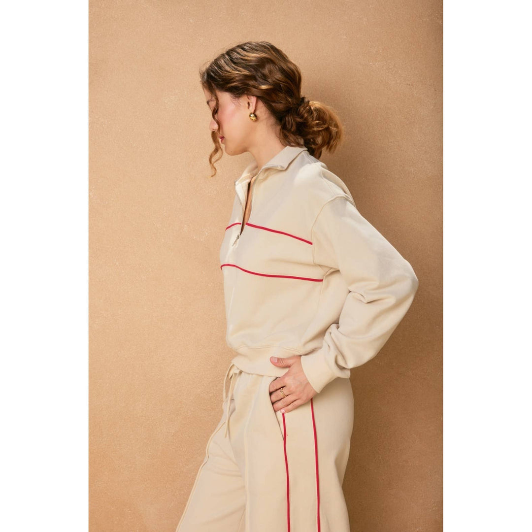 Gina Track Stripe Half Zip Sweatshirt