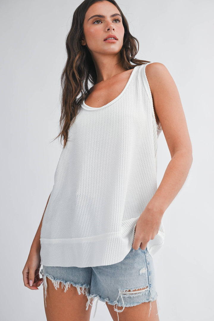 Mika Textured Scoop Neck Relaxed Tank