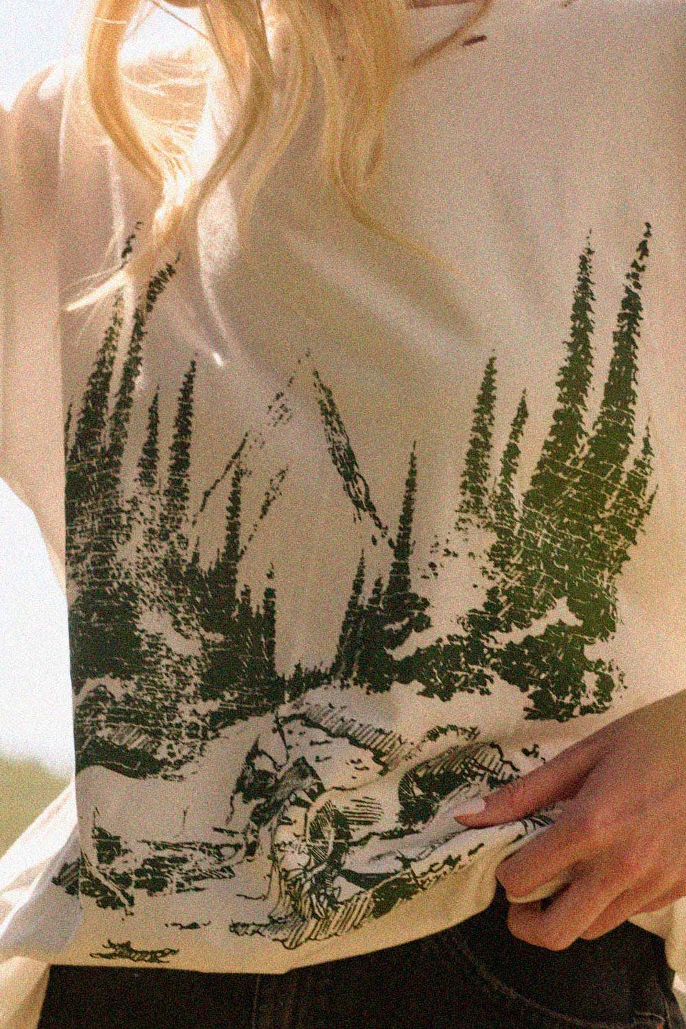 Horses Through Woods Distress Graphic Tee