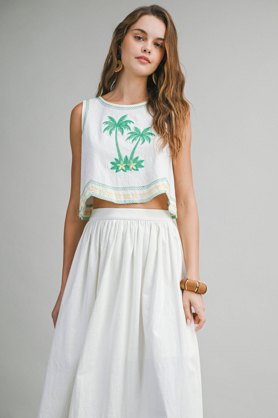 Palm Tree Embroidered Set