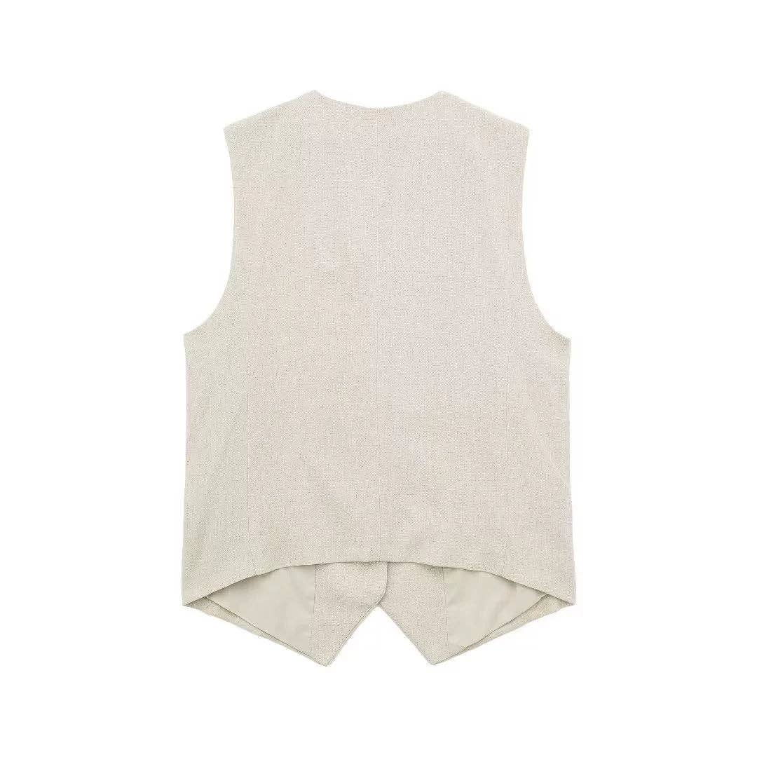 Isa Solid Color V-Neck Vest