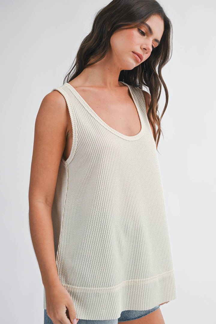 Mika Textured Scoop Neck Relaxed Tank