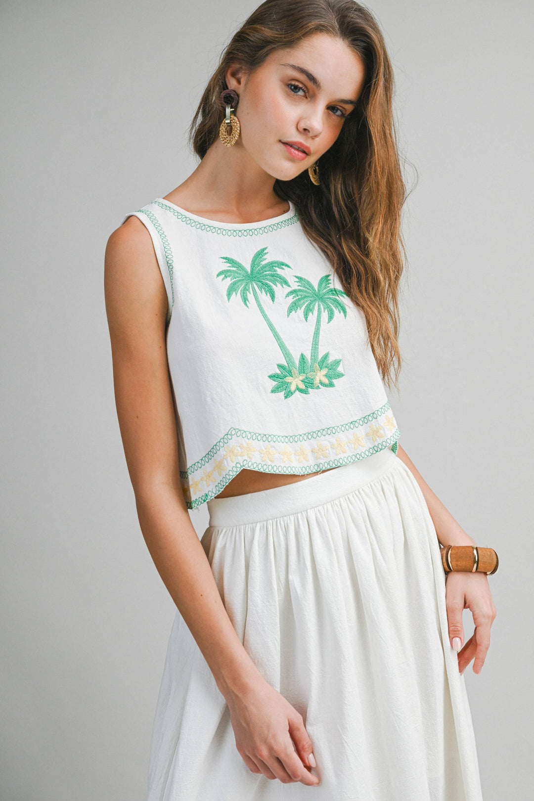 Palm Tree Embroidered Set