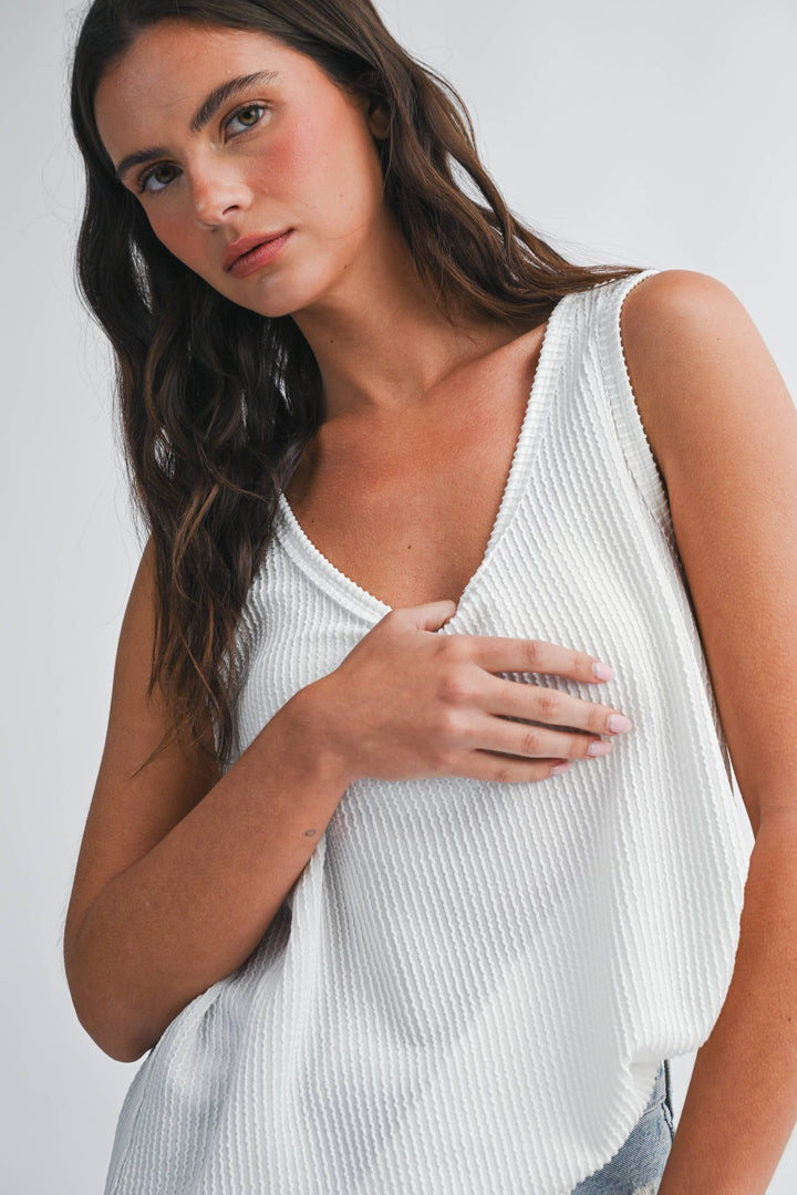 Mika Textured Scoop Neck Relaxed Tank