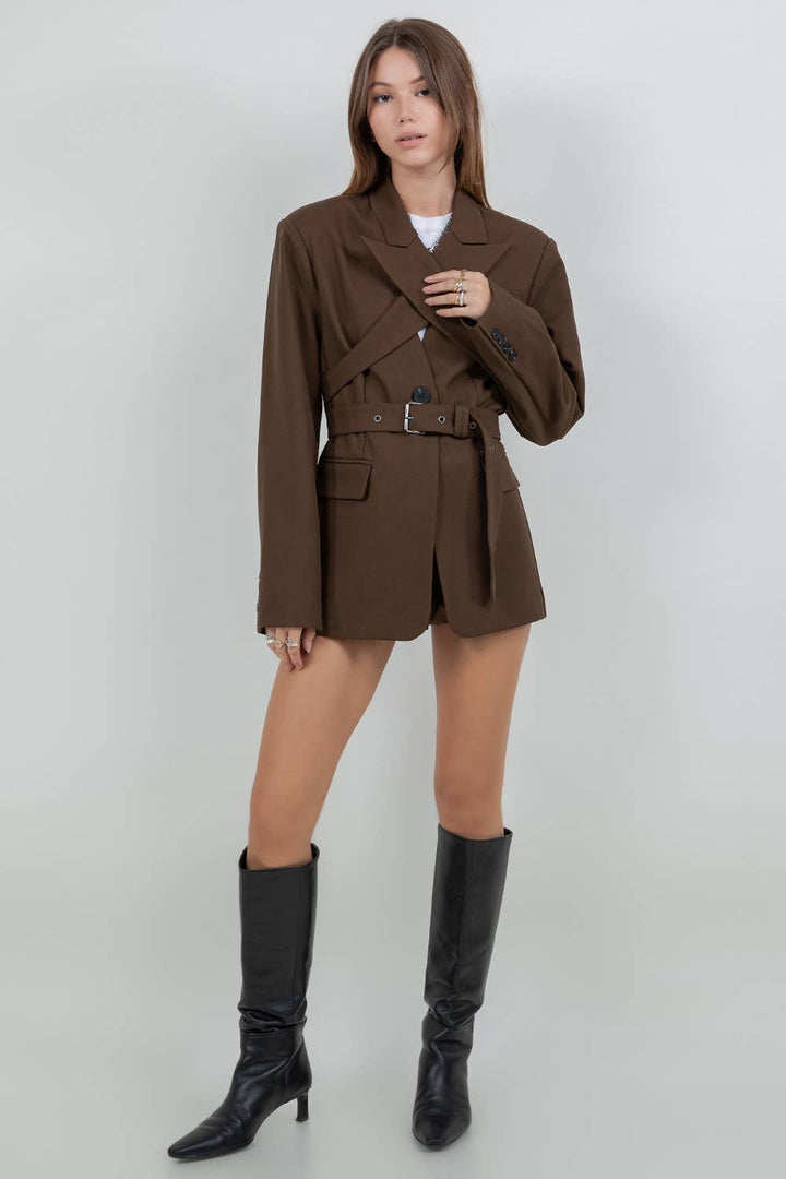 KARLA WOVEN JACKET BROWN