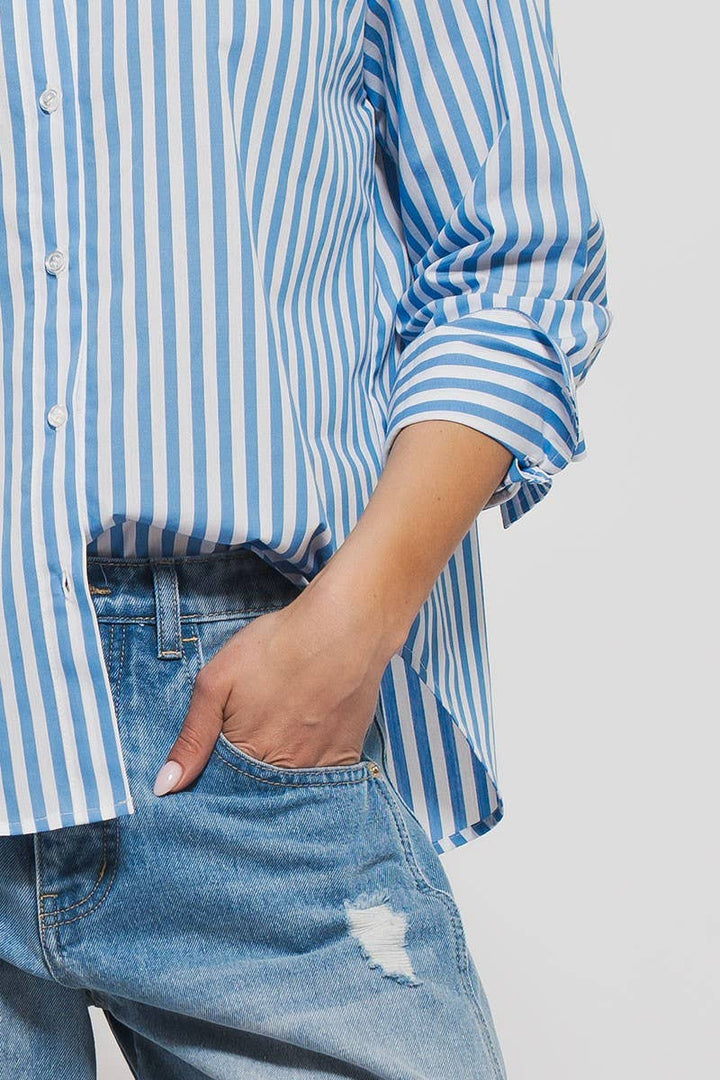 NORA Classic Striped Collared Button-Down Shirt