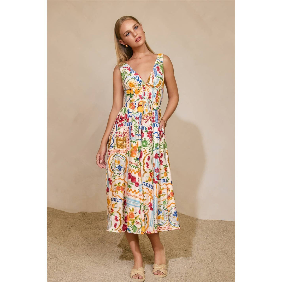Sweetest Thing Plunging Corset Midi Dress