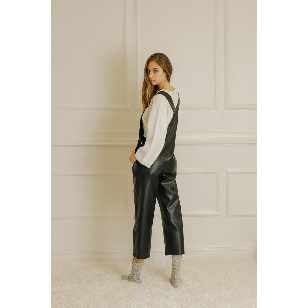 Alice Faux Leather Overalls Pants