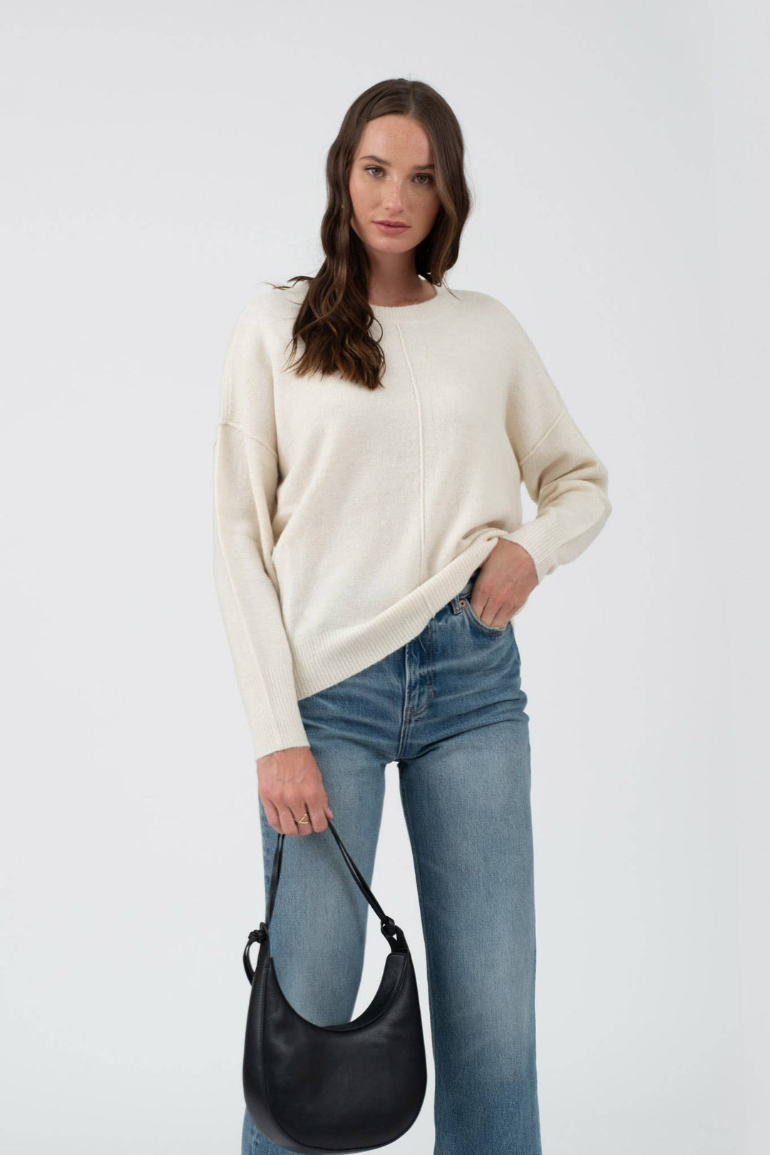 ELENA CREWNECK FRONT SEAM KNIT SWEATER