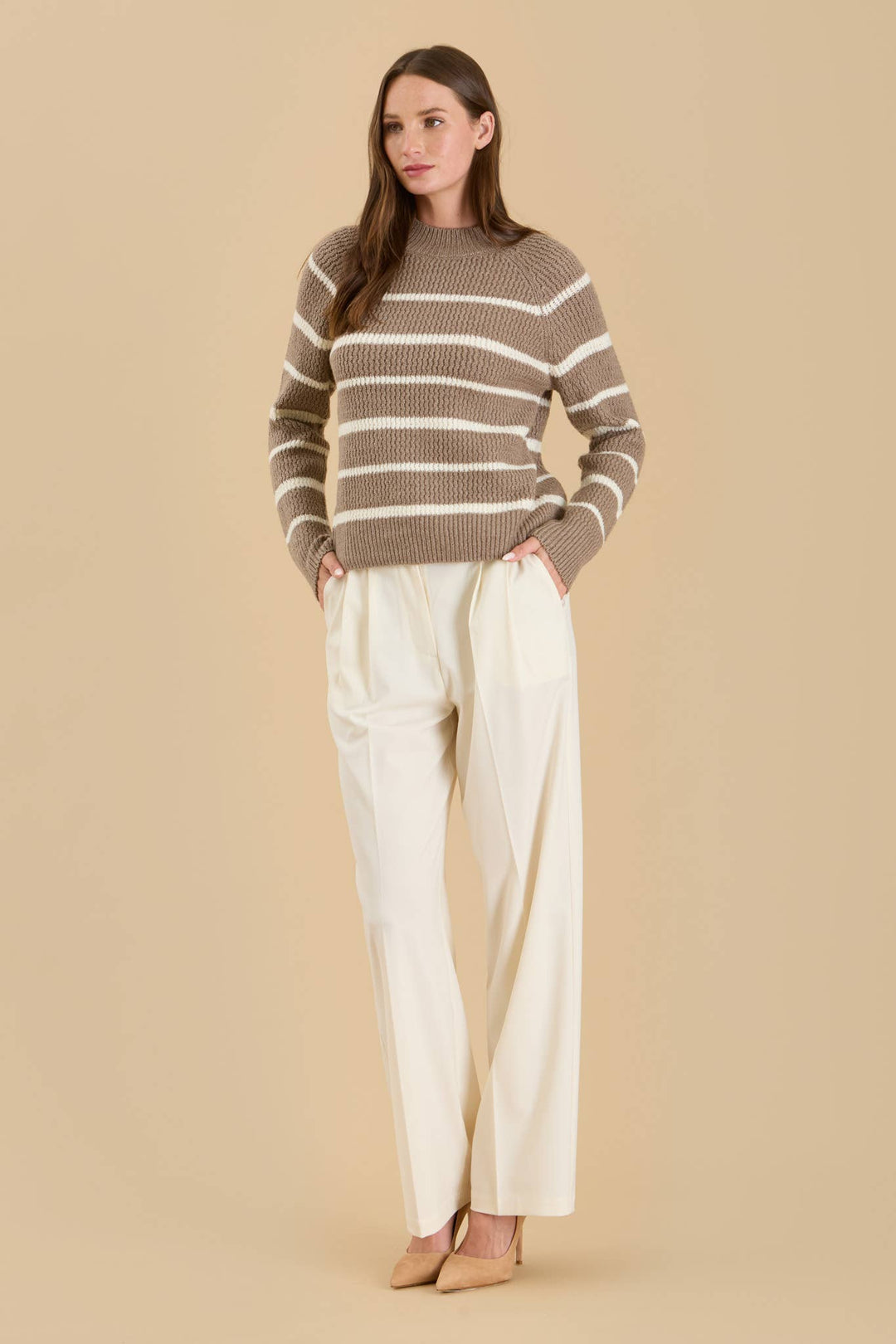Sarai High waist pleated wide leg pants.