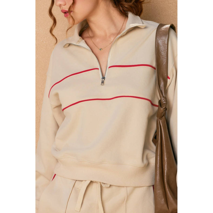 Gina Track Stripe Half Zip Sweatshirt