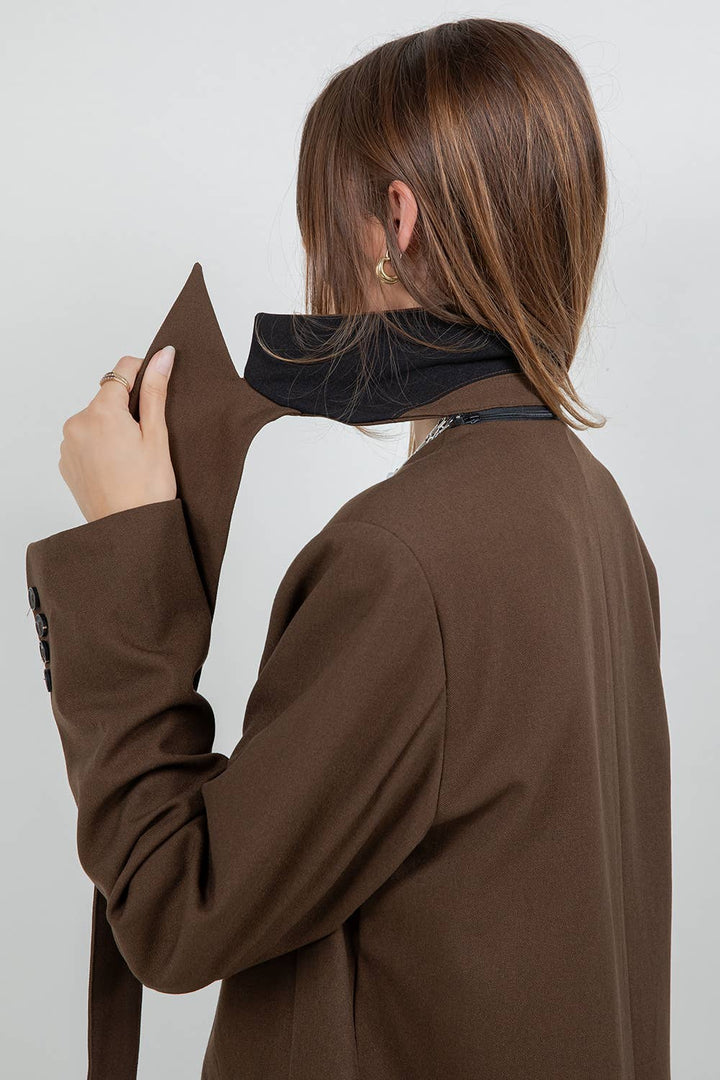 KARLA WOVEN JACKET BROWN