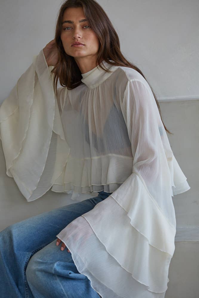 Miriam Woven Polyester Chiffon See Through Top