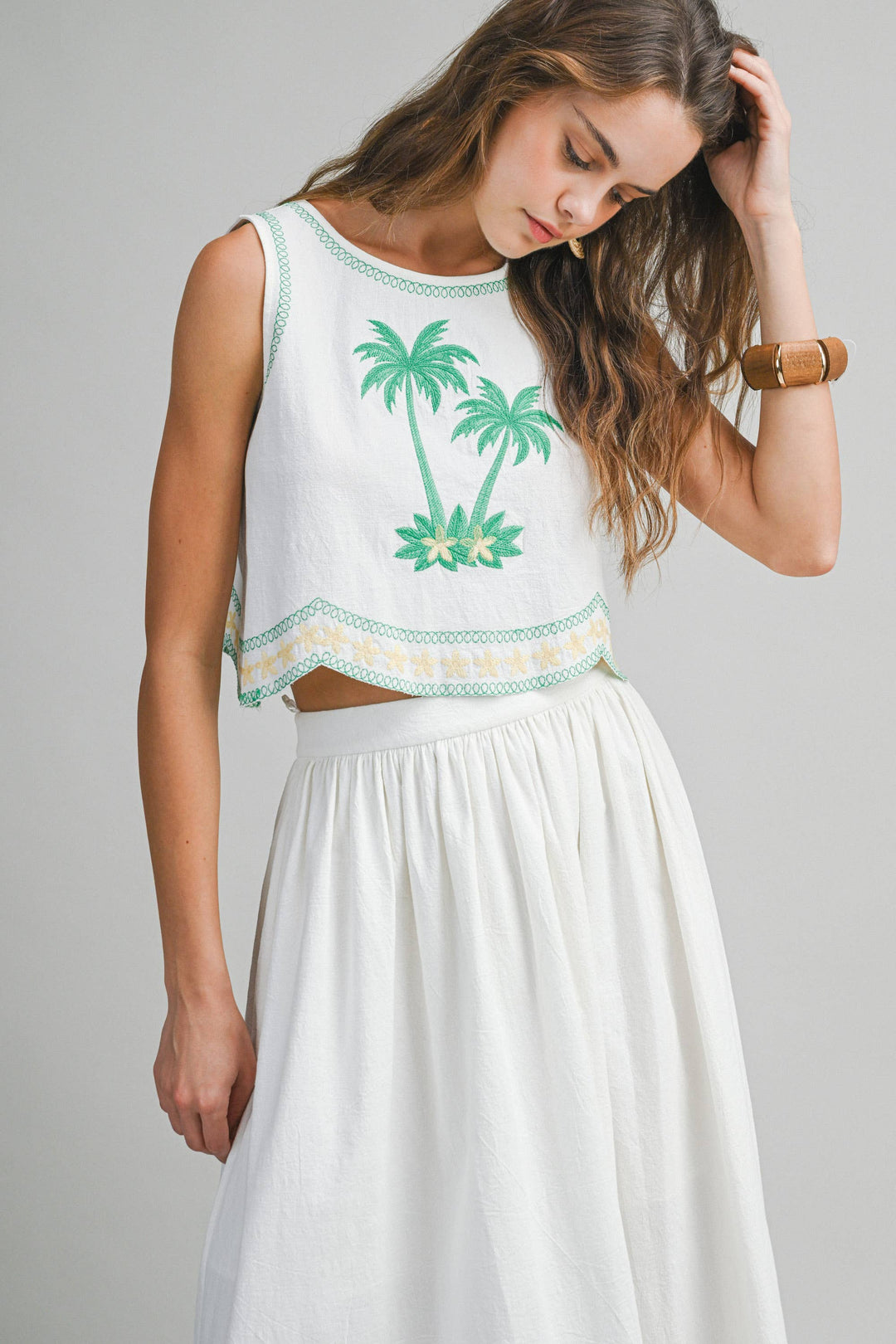 Palm Tree Embroidered Set
