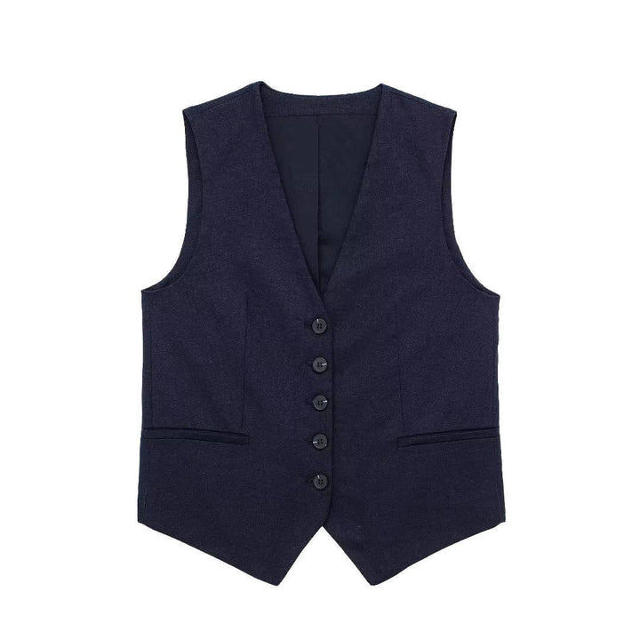 Isa Solid Color V-Neck Vest