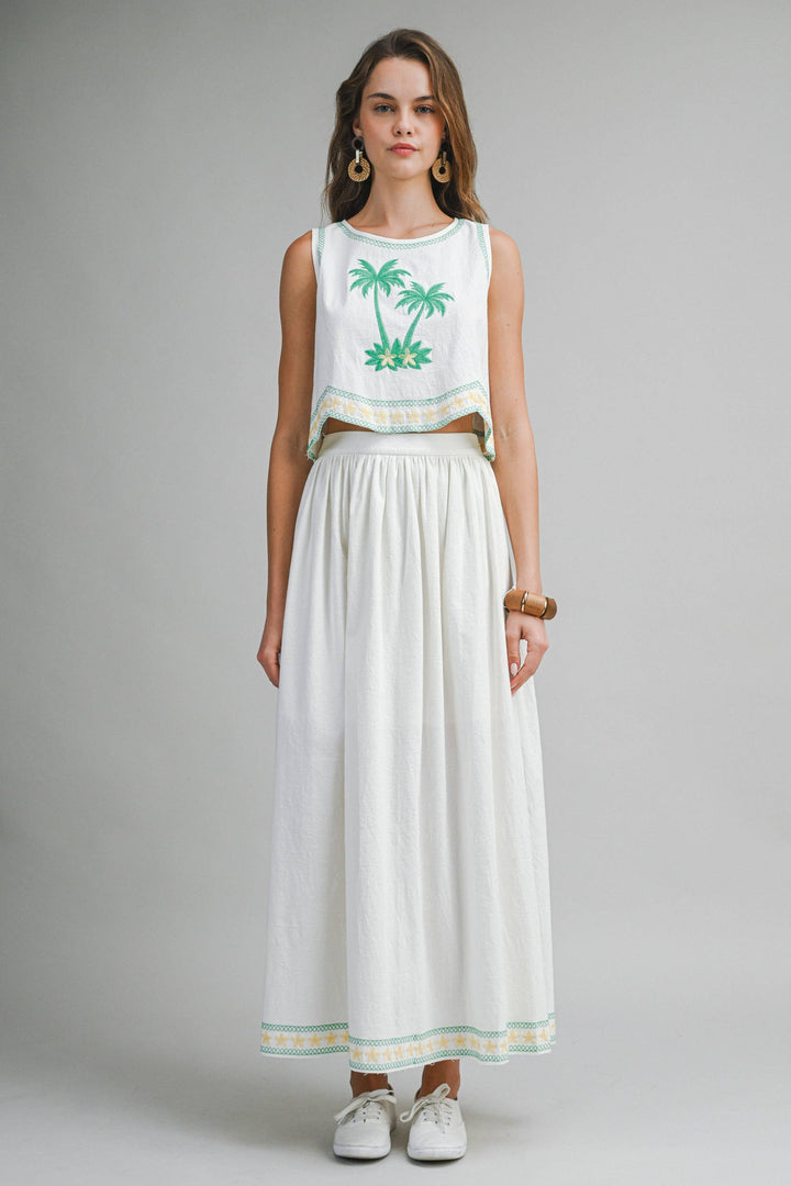 Palm Tree Embroidered Set