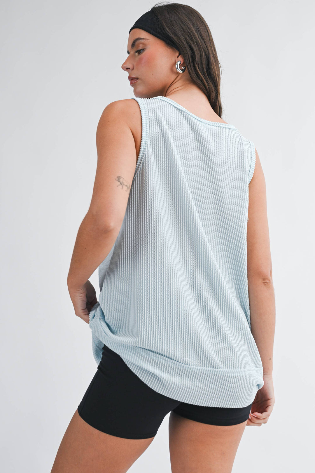 Mika Textured Scoop Neck Relaxed Tank