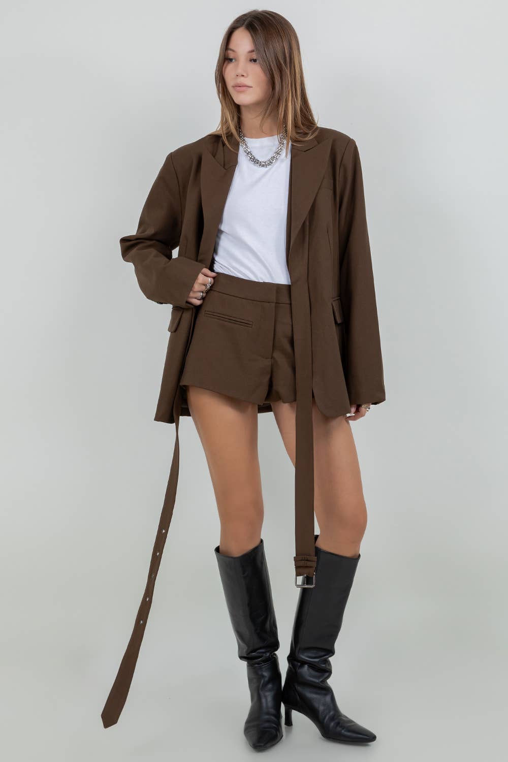 HOT WOVEN MICRO SHORTS - BROWN