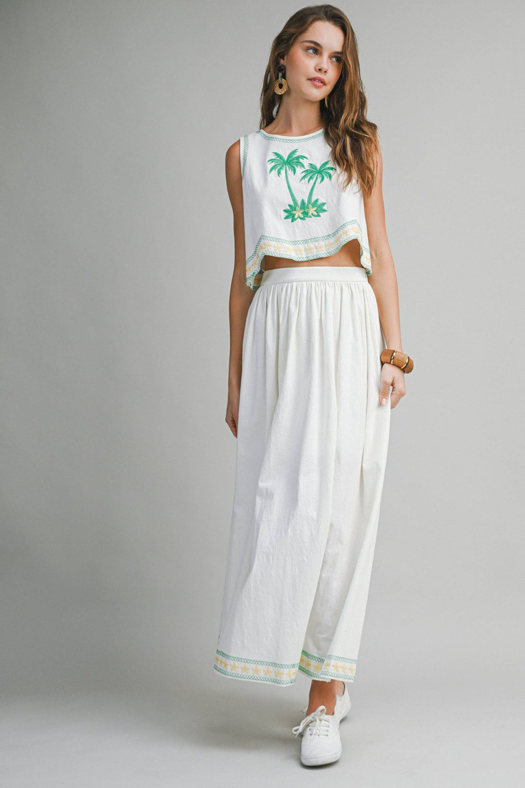 Palm Tree Embroidered Set