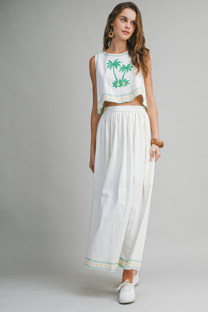 Palm Tree Embroidered Set