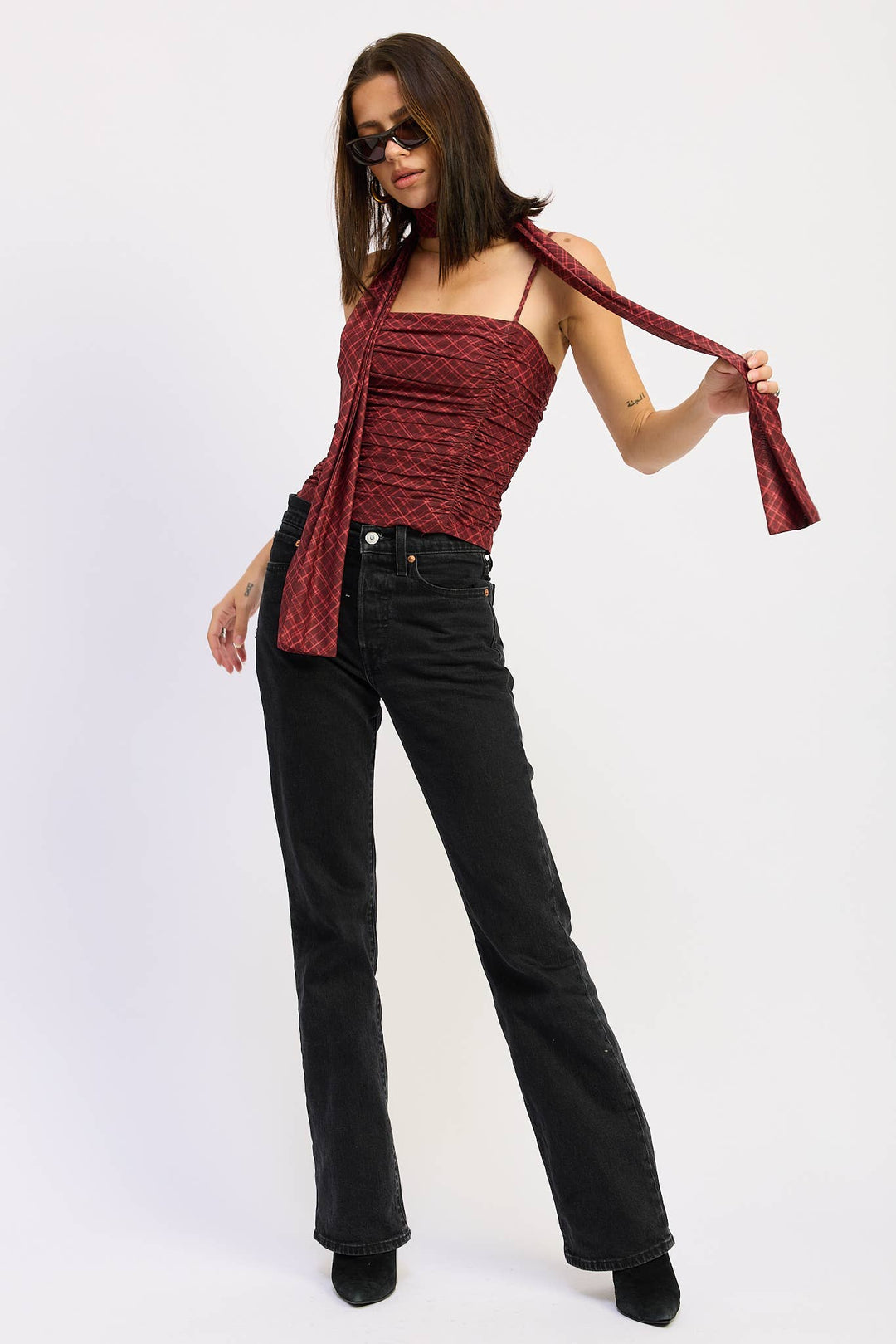 NADIA SPAGHETTI STRAP TOP WITH SCARF