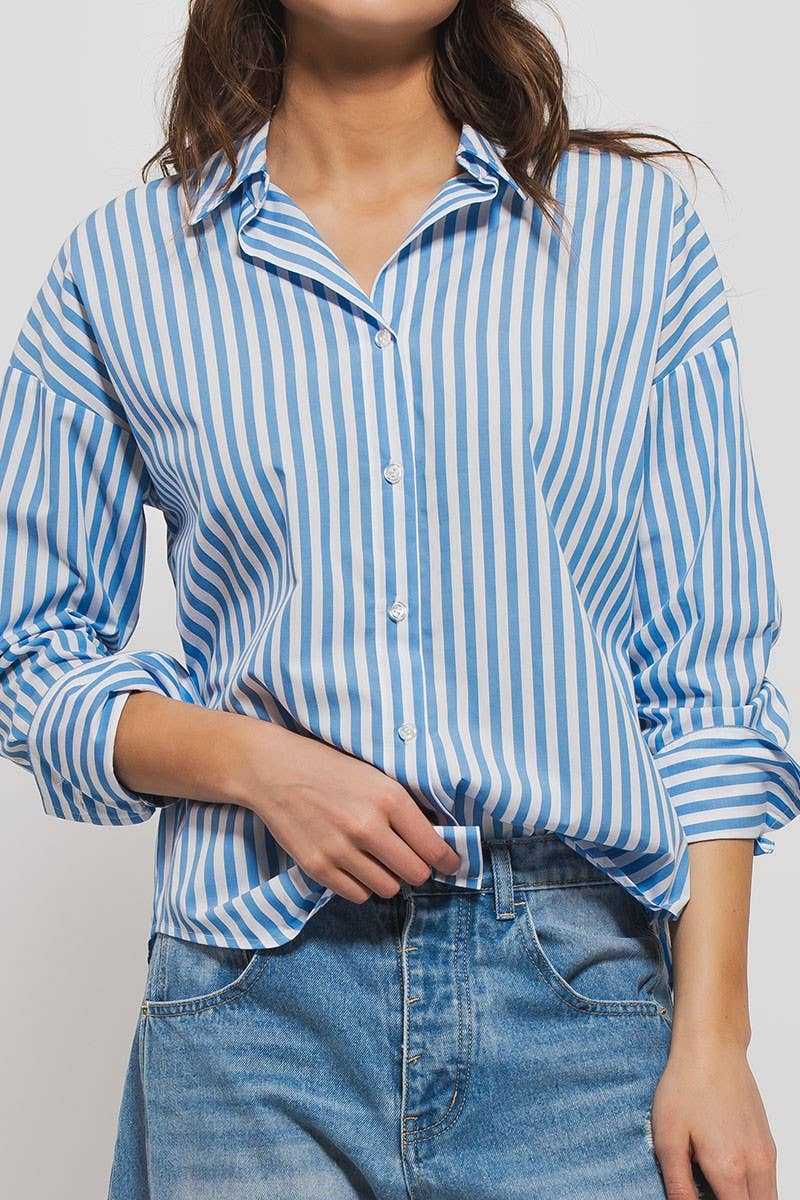 NORA Classic Striped Collared Button-Down Shirt