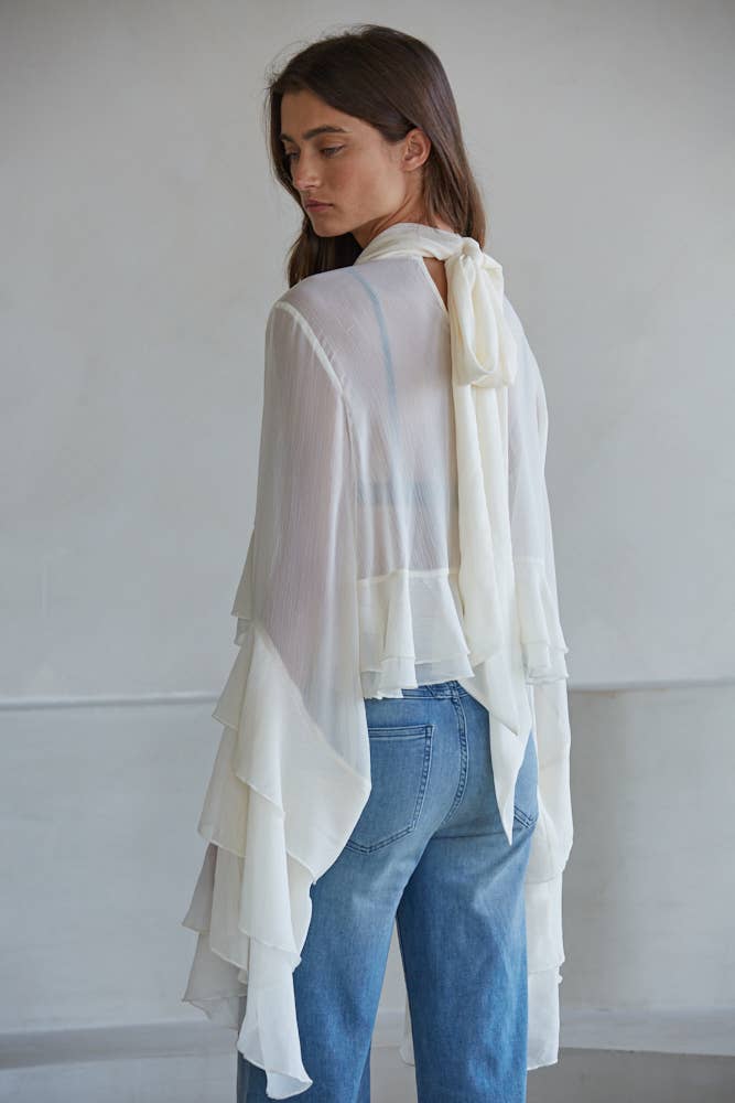 Miriam Woven Polyester Chiffon See Through Top