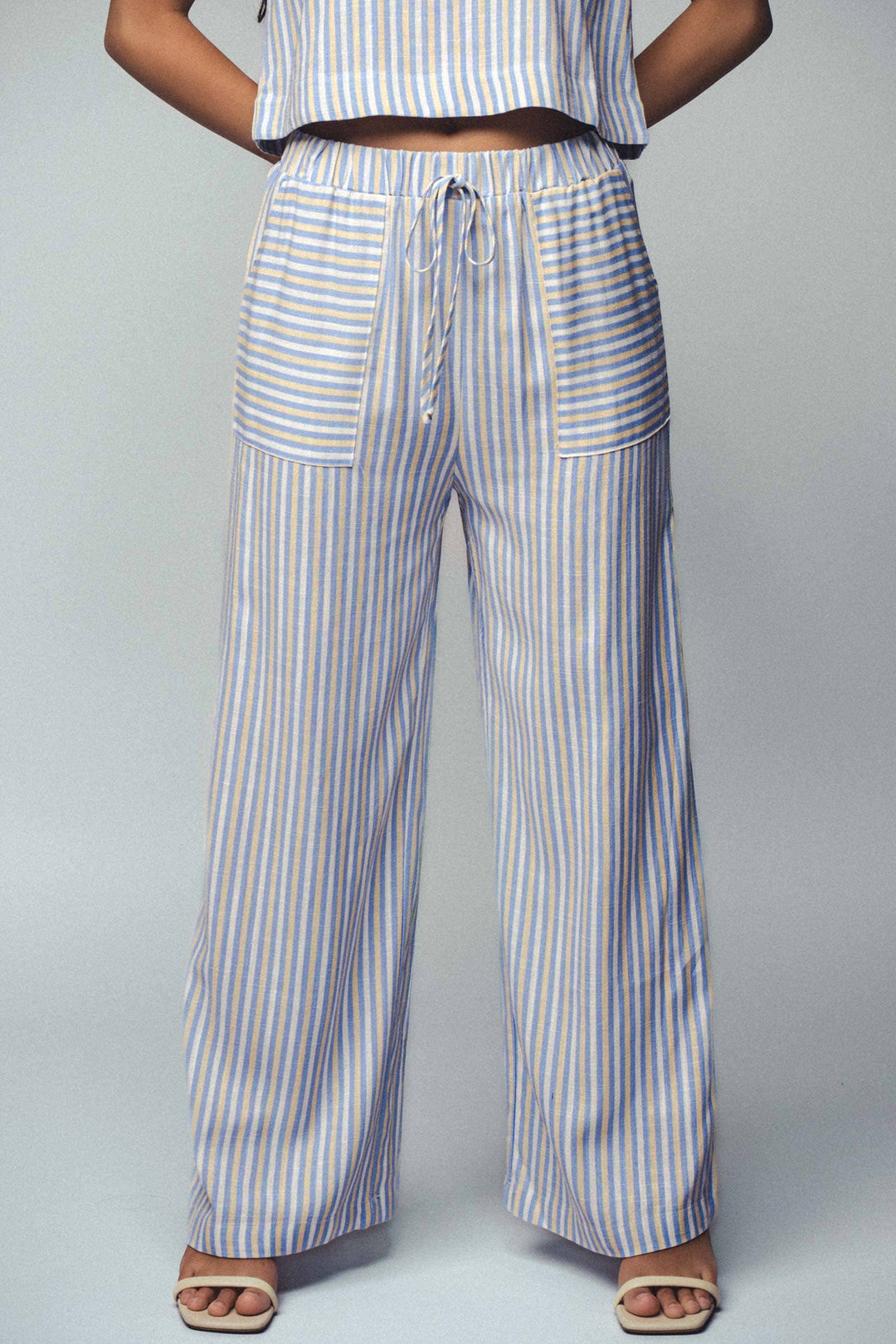 Paty Striped Two-Piece Cropped Top and Pants Set
