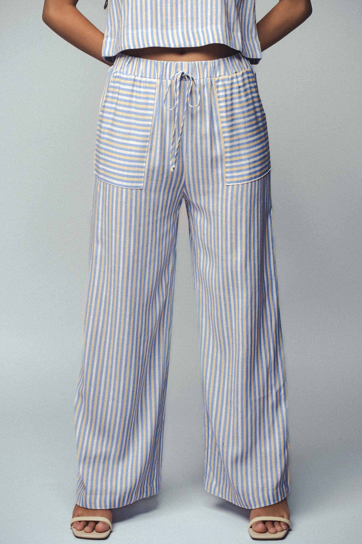 Paty Striped Two-Piece Cropped Top and Pants Set