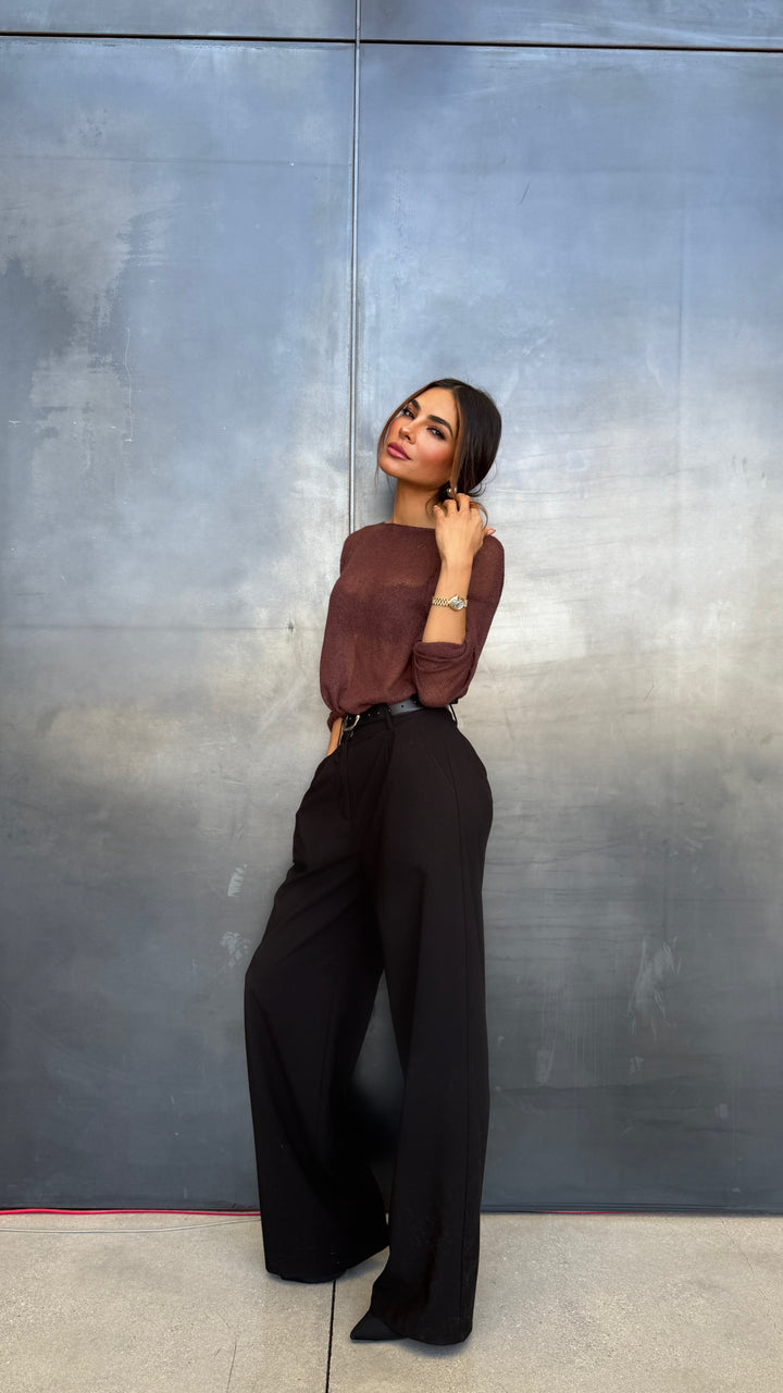 Sharon Solid Color Hollow Knit Top