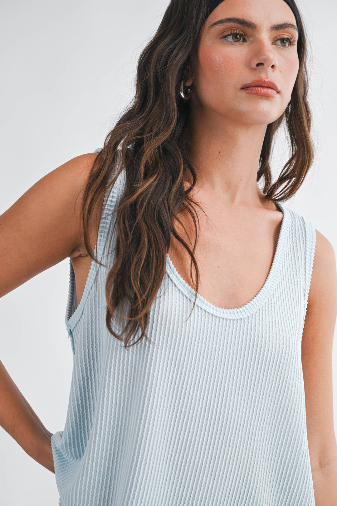 Mika Textured Scoop Neck Relaxed Tank