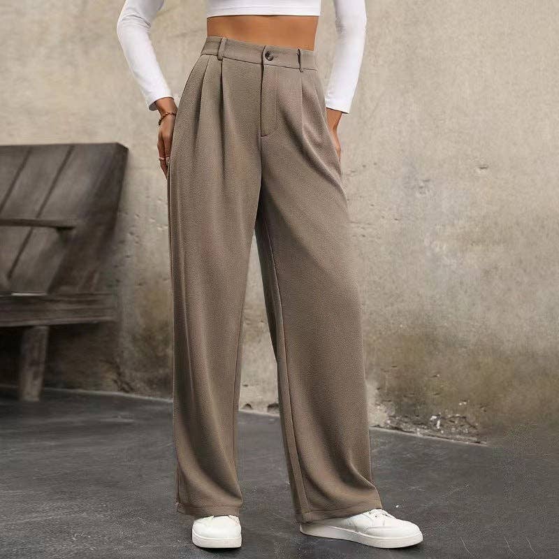 Lina Ladies Solid Color Straight Leg Suit Pants