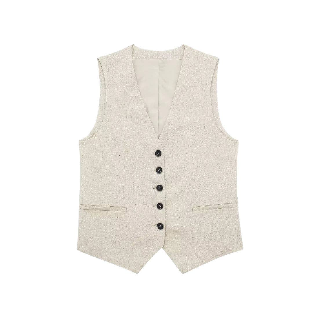 Isa Solid Color V-Neck Vest