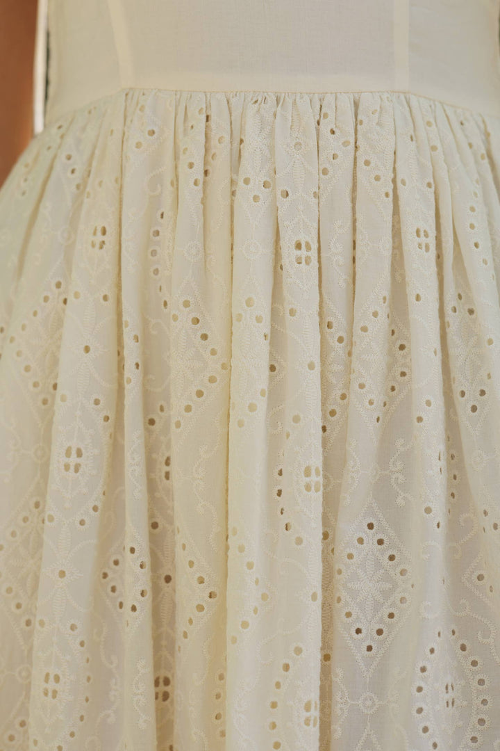 Emily Eyelet Tie-Strap Midi Sun Dress