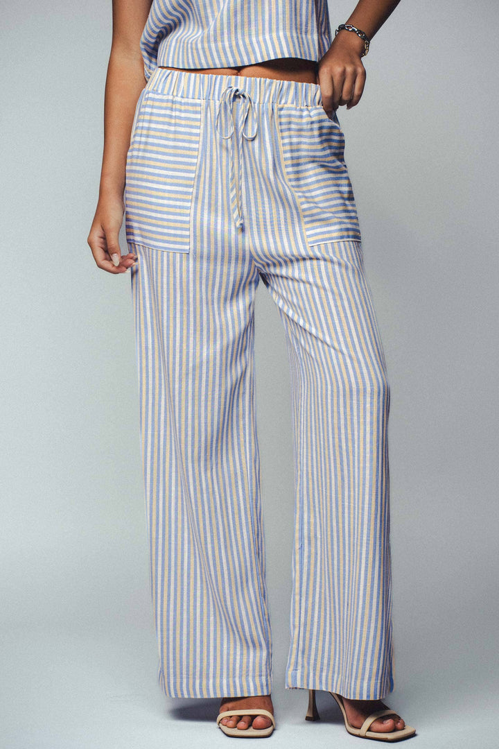 Paty Striped Two-Piece Cropped Top and Pants Set