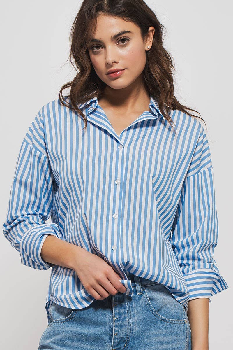 NORA Classic Striped Collared Button-Down Shirt