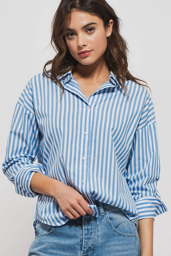 NORA Classic Striped Collared Button-Down Shirt