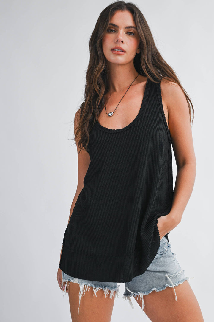 Mika Textured Scoop Neck Relaxed Tank