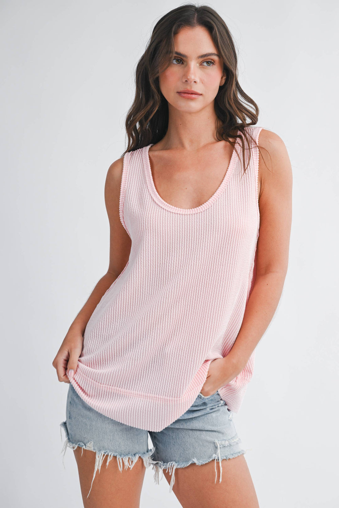 Mika Textured Scoop Neck Relaxed Tank
