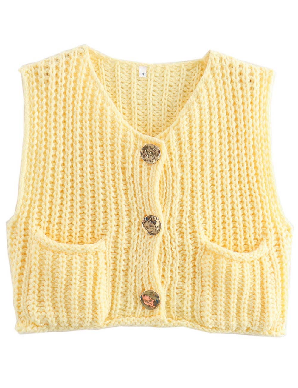 Maty Solid Color Crew Neck Crop Sweater Vest SKT621