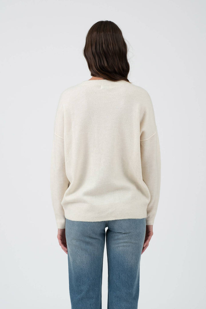 IRIS BLACK FRONT SEAM KNIT SWEATER