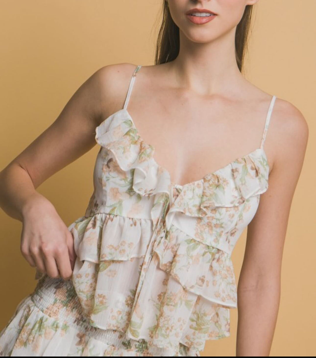 Mirna Romantic Tiered Ruffle Floral Spring Garden set