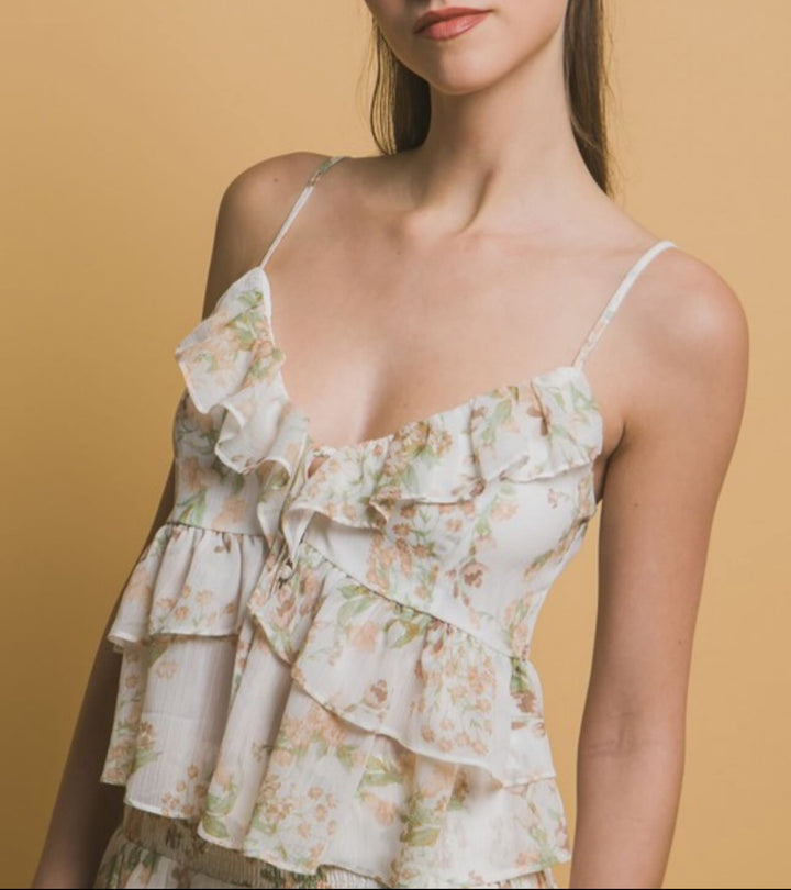 Mirna Romantic Tiered Ruffle Floral Spring Garden set