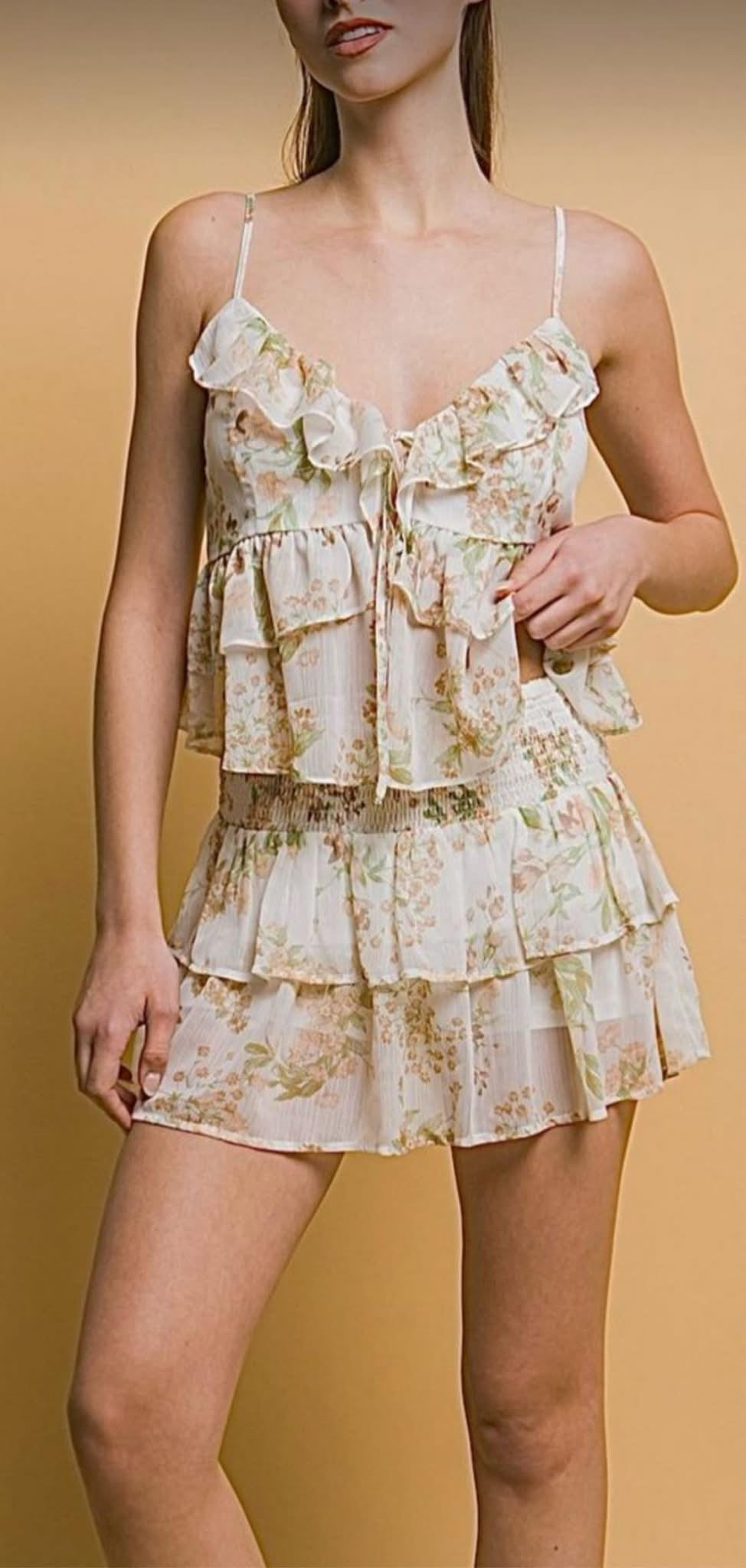 Mirna Romantic Tiered Ruffle Floral Spring Garden set
