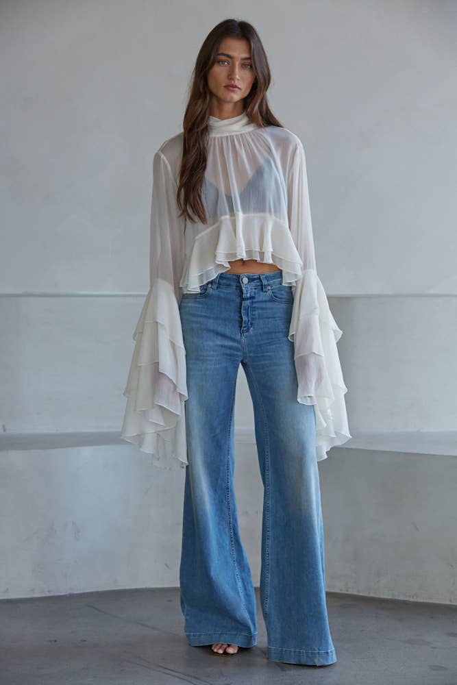 Miriam Woven Polyester Chiffon See Through Top