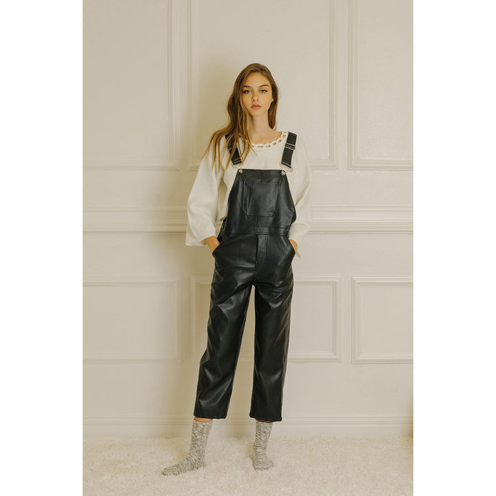 Alice Faux Leather Overalls Pants