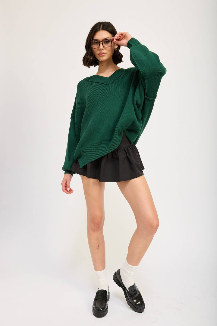 RAQUEL  OVERSIZED V NECK SWEATER