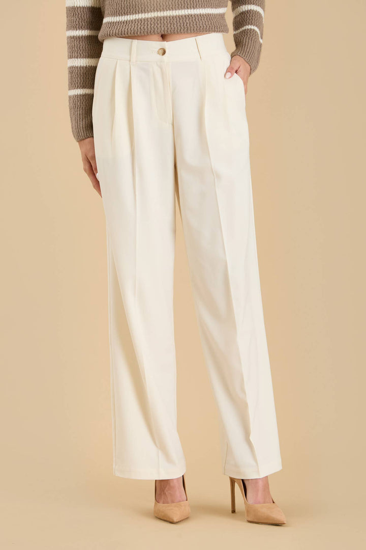 Sarai High waist pleated wide leg pants.