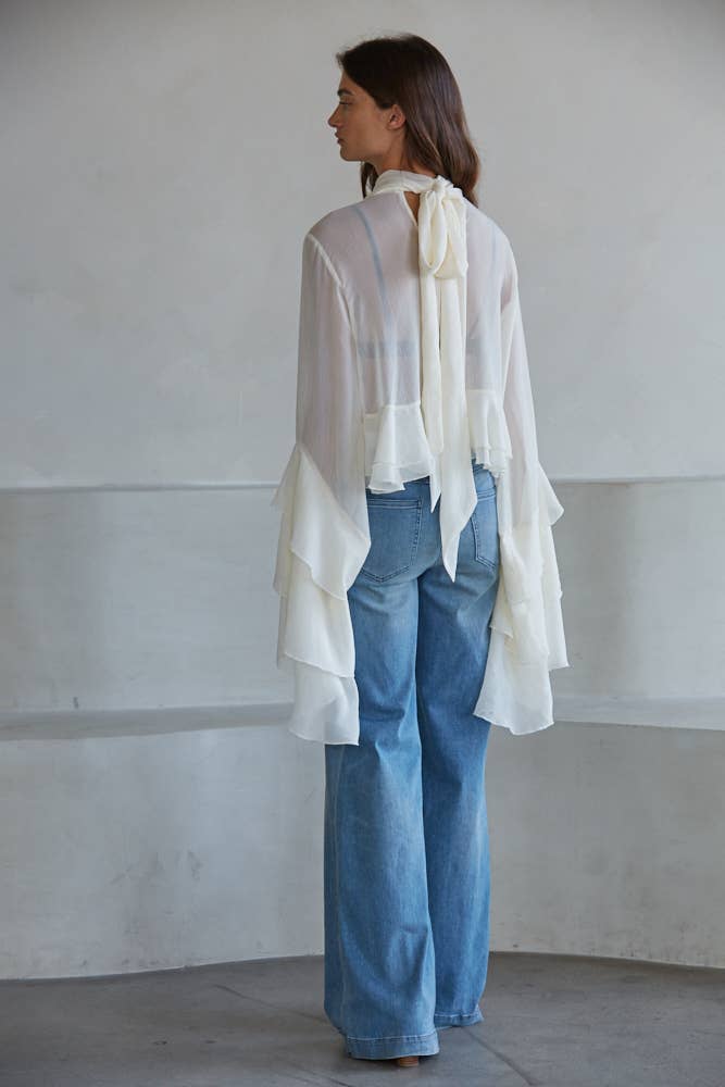 Miriam Woven Polyester Chiffon See Through Top